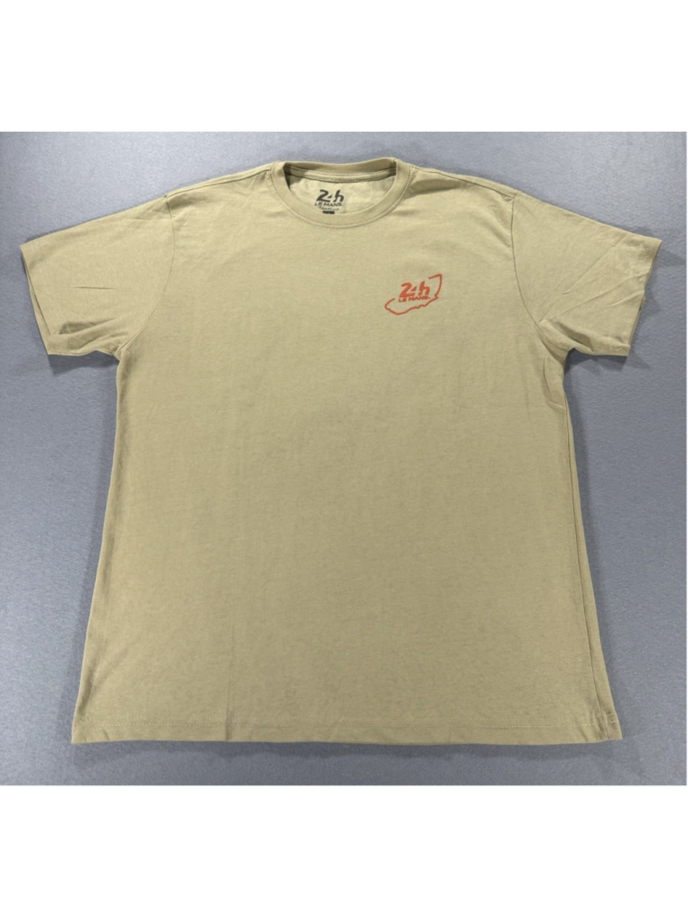 Official 24h Le Mans T-Shirt Tan Large 1955 Racing Graphic *MISPRINT/FLAW*